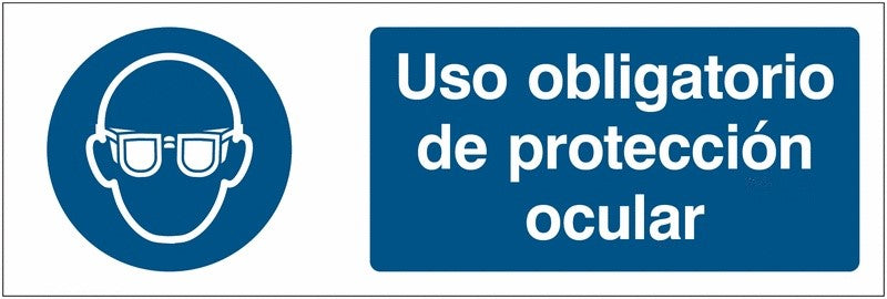 GLOBAL CARTELLO SEGNALETICO UNI - Uso obligatorio de protección ocular - Adesivo Extra Resistente, Pannello in Forex, Pannello In Alluminio