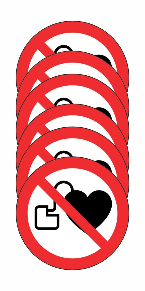 GLOBAL KIT DI 6 ADESIVI ROTONDI - VIETATO L'ACCESSO AI PORTATORI DI PACE MAKER - Pittogramma ISO 7010 Con Stampa Diretta U.V. (IDEALE ANCHE PER ESTERNO)