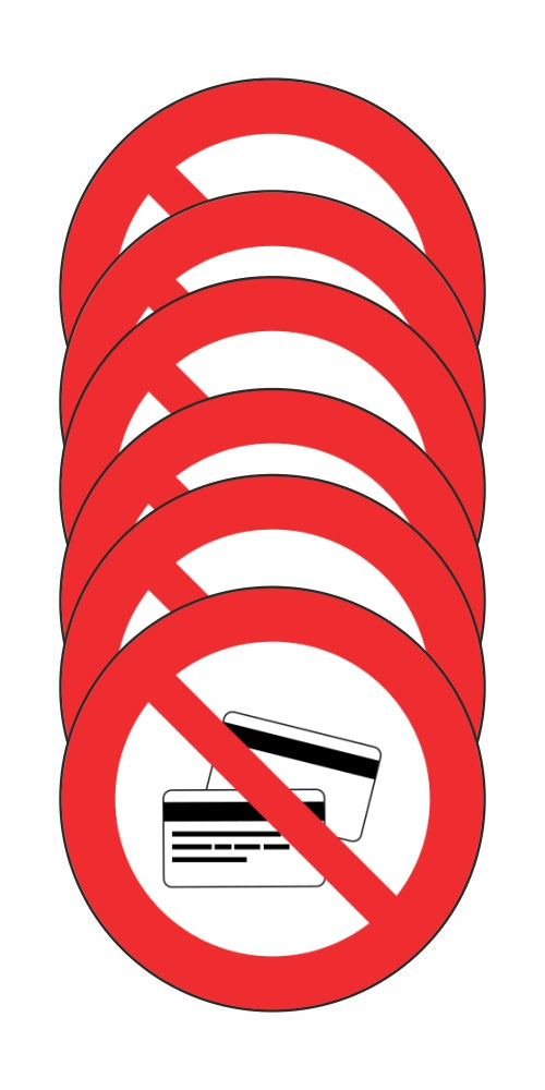 GLOBAL KIT DI 6 ADESIVI ROTONDI - VIETATO L'ACCESSO CON CARTE MAGNETICHE - Pittogramma ISO 7010 Con Stampa Diretta U.V. (IDEALE ANCHE PER ESTERNO)