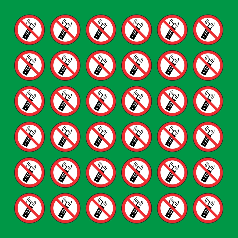 PACCO DA 6 KIT DI 6 ADESIVI ROTONDI - VIETATO L'USO DI TELEFONI CELLULARI - Pittogramma ISO 7010 Con Stampa Diretta U.V.