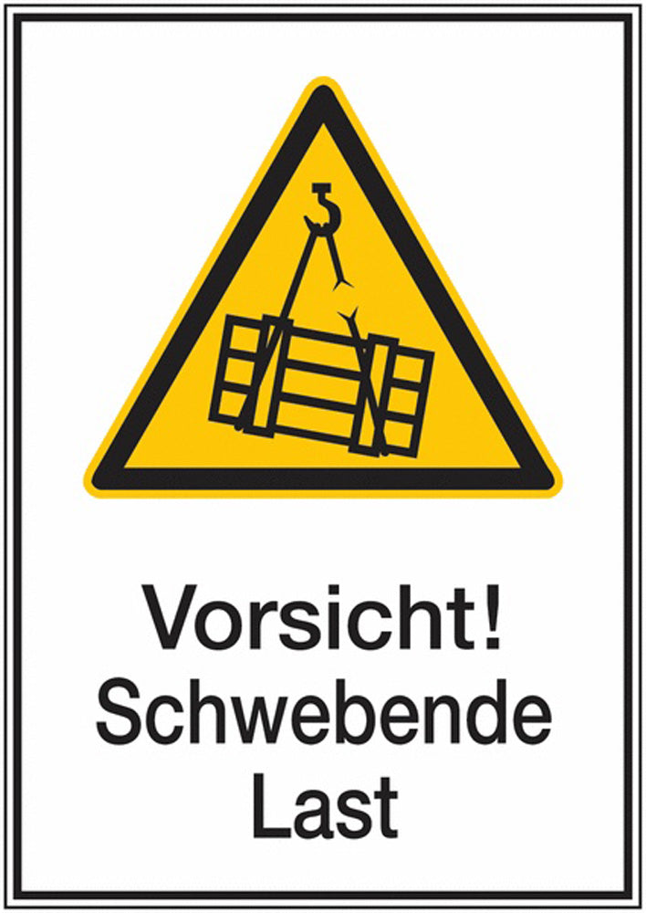 GLOBAL CARTELLO SEGNALETICO - Vorsicht! Schwebende Last - Adesivo Extra Resistente, Pannello in Forex, Pannello In Alluminio