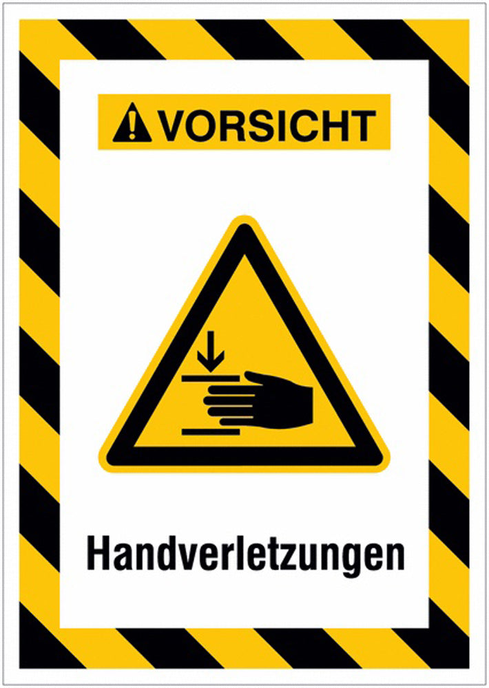 GLOBAL CARTELLO SEGNALETICO - Warnung vor Handverletzungen - Adesivo Extra Resistente, Pannello in Forex, Pannello In Alluminio