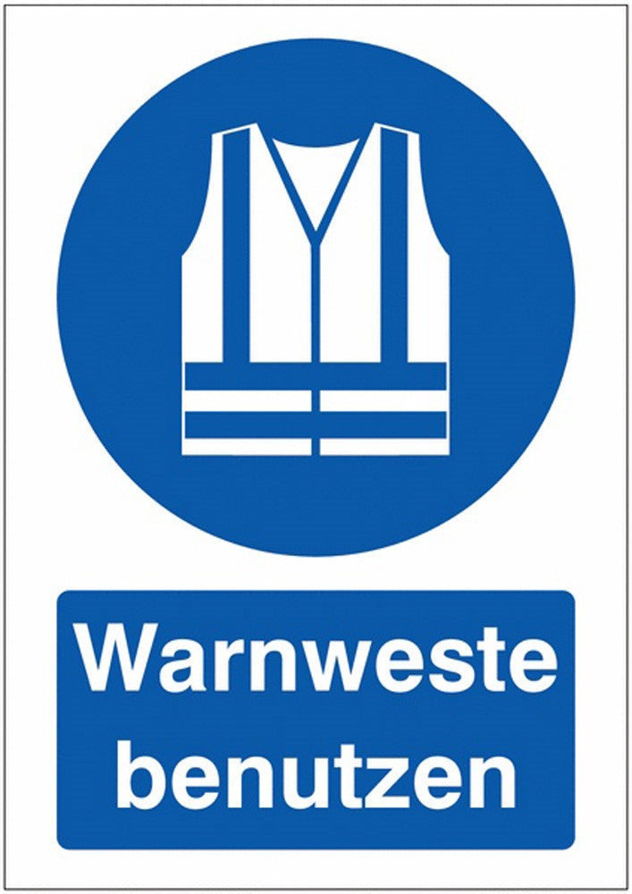 GLOBAL CARTELLO SEGNALETICO - Warnweste benutzen - Adesivo Extra Resistente, Pannello in Forex, Pannello In Alluminio
