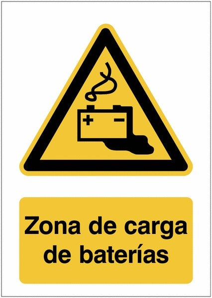 GLOBAL CARTELLO SEGNALETICO - Zona de carga de baterías - Adesivo Extra Resistente, Pannello in Forex, Pannello In Alluminio