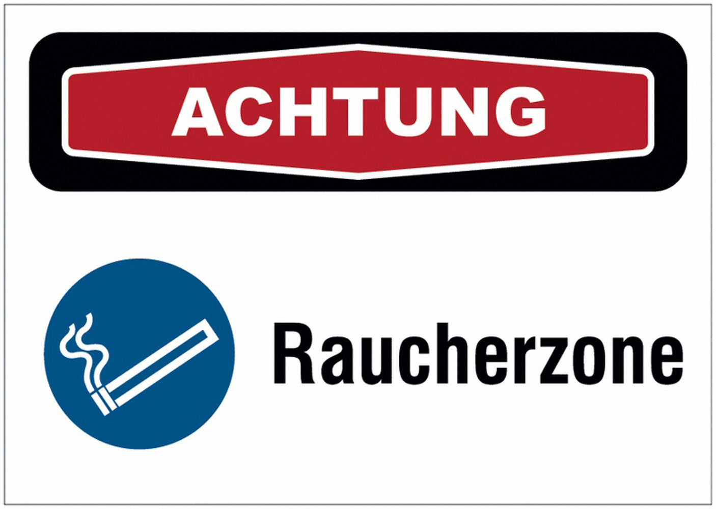 GLOBAL CARTELLO SEGNALETICO - achtung raucherzone - Adesivo Extra Resistente, Pannello in Forex, Pannello In Alluminio