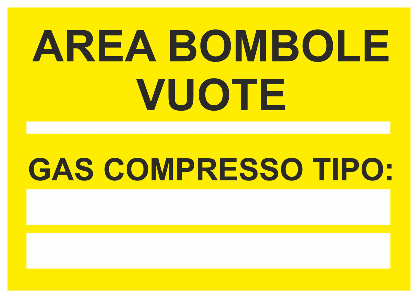GLOBAL CARTELLO SEGNALETICO - area bombole vuote - Adesivo Extra Resistente, Pannello in Forex, Pannello In Alluminio