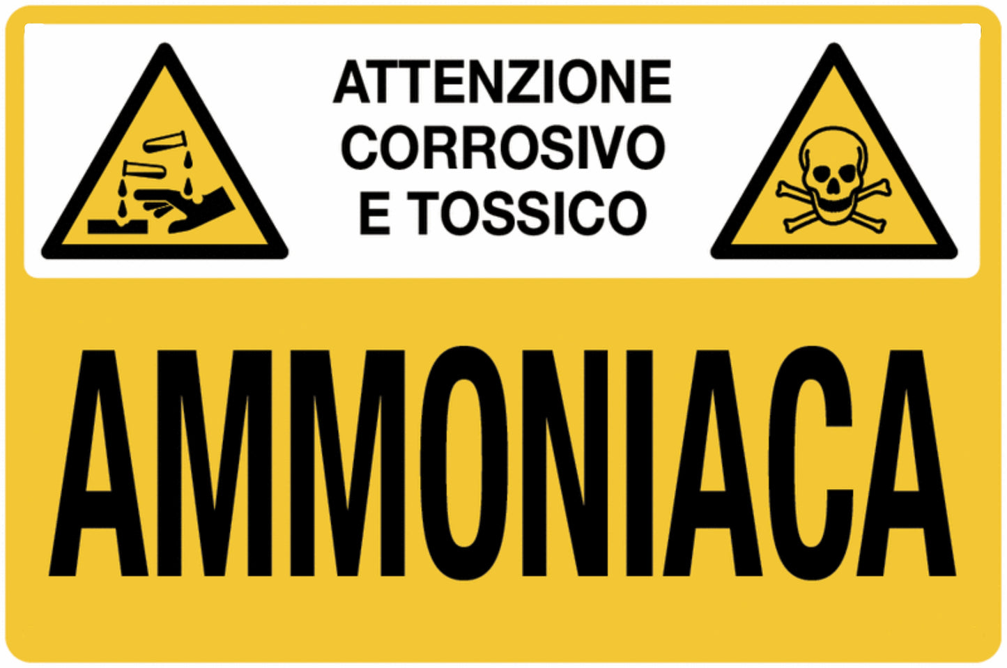 GLOBAL CARTELLO SEGNALETICO - attenzione corrosivo e tossico - Adesivo Extra Resistente, Pannello in Forex, Pannello In Alluminio