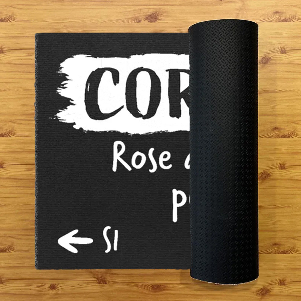 Tappeto zerbino personalizzato - ROSE AVEVA SPAZIO - con stampa ad alta qualità, ideale per ingressi
