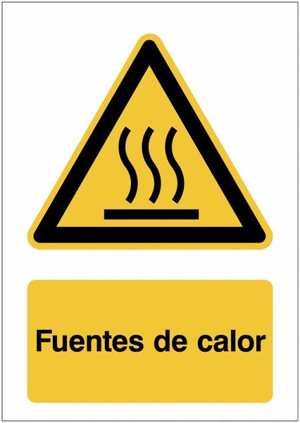 GLOBAL CARTELLO SEGNALETICO - fuentes de calor - Adesivo Extra Resistente, Pannello in Forex, Pannello In Alluminio