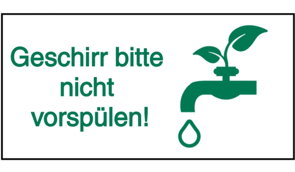 GLOBAL CARTELLO SEGNALETICO UNI - geschirr bitte nicht vorspuelen wasser sparen - Adesivo Extra Resistente, Pannello in Forex, Pannello In Alluminio