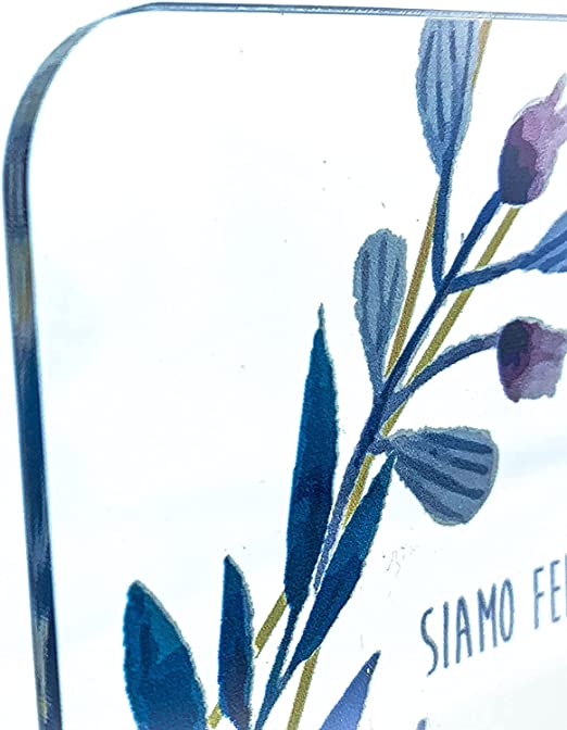 Partecipazioni di Matrimonio Personalizzate IN PLEXIGLASS CON STAMPA AD ALTA QUALITÁ - FIORI CELESTI - completamente PERSONALIZZABILE