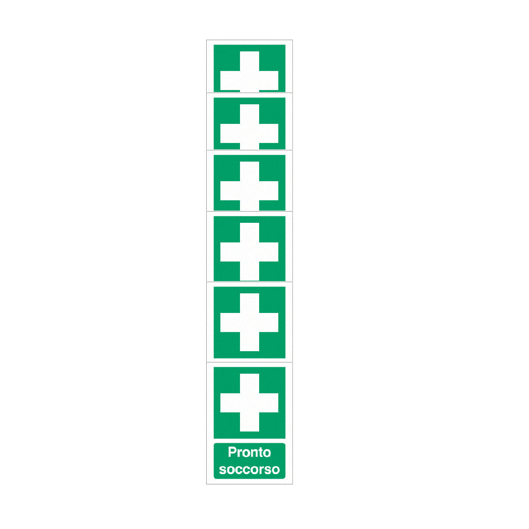 KIT DI 6 ADESIVI - Cassetta di Pronto Soccorso - Pittogramma ISO 7010 Con Stampa Diretta U.V. (IDEALE ANCHE PER ESTERNO)