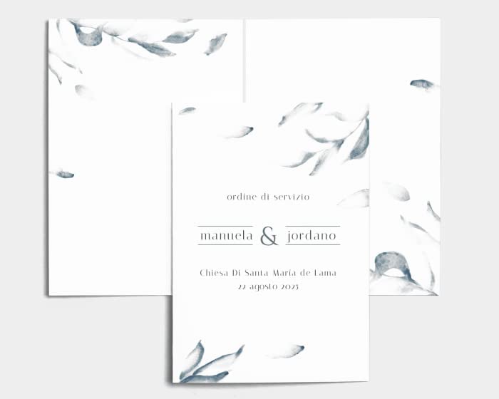 Libretto Cerimonia Nozze CON STAMPA AD ALTA QUALITÁ - Blue Sprigs - Libretto messa completamente PERSONALIZZABILE (ANCHE I COLORI)