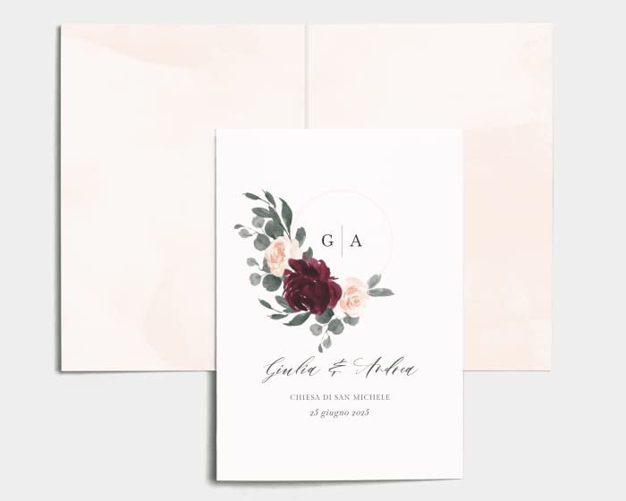 Libretto Cerimonia Nozze CON STAMPA AD ALTA QUALITÁ - Floral Hoop - Libretto messa completamente PERSONALIZZABILE (ANCHE I COLORI)