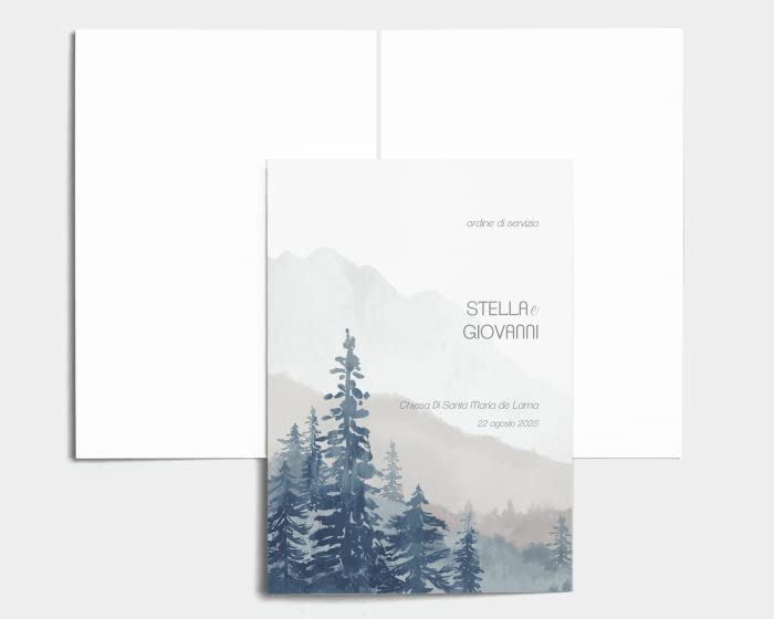 Libretto Cerimonia Nozze CON STAMPA AD ALTA QUALITÁ - Painted Mountains - Libretto messa completamente PERSONALIZZABILE (ANCHE I COLORI)