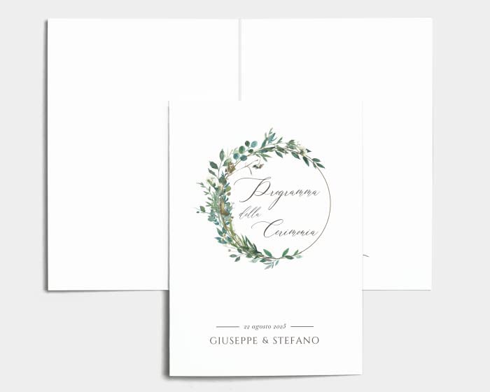 Libretto Cerimonia Nozze CON STAMPA AD ALTA QUALITÁ - Leafy Hoops - Libretto messa completamente PERSONALIZZABILE (ANCHE I COLORI)