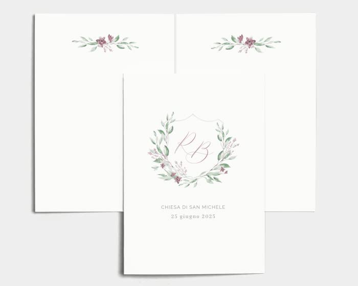 Libretto Cerimonia Nozze CON STAMPA AD ALTA QUALITÁ - Watercolor Crest - Libretto messa completamente PERSONALIZZABILE (ANCHE I COLORI)