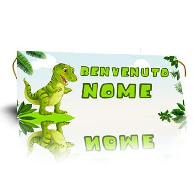 BANNER STRISCIONE NASCITA - Cucciolo di dinosauro - CON IL TUO NOME bimbo neonato