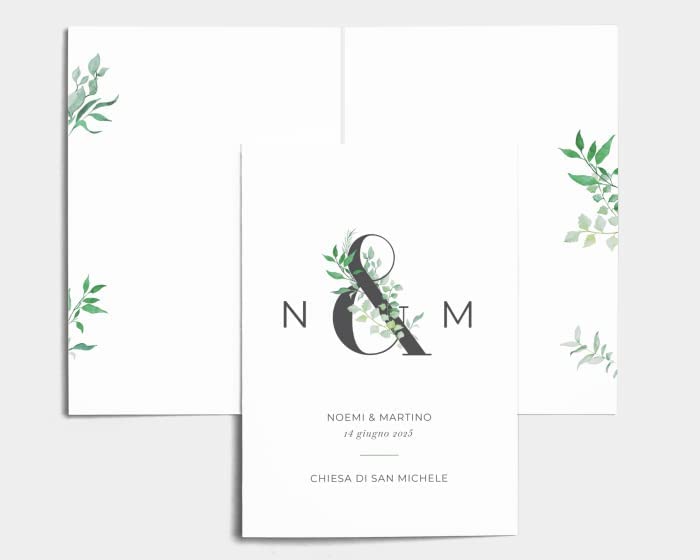 Libretto Cerimonia Nozze CON STAMPA AD ALTA QUALITÁ - Leafy Ampersand - Libretto messa completamente PERSONALIZZABILE (ANCHE I COLORI)