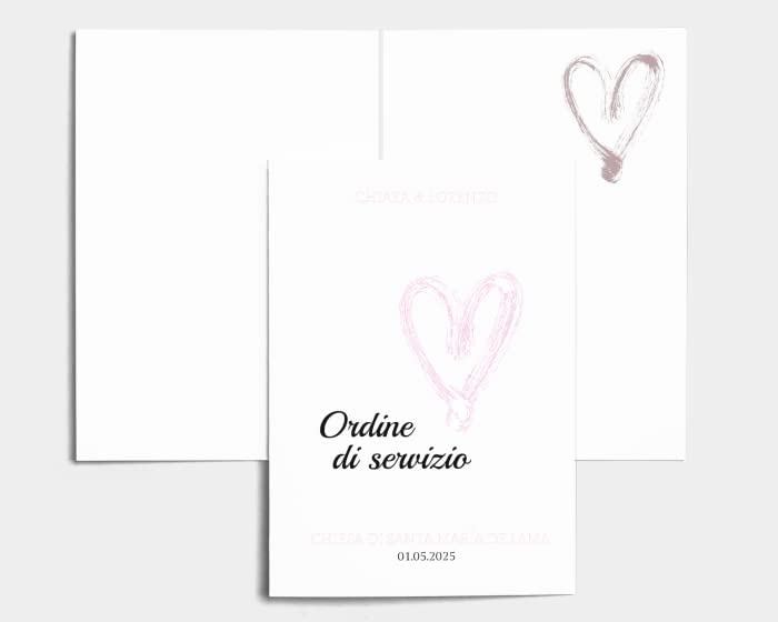 Libretto Cerimonia Nozze CON STAMPA AD ALTA QUALITÁ - Painted Heart - Libretto messa completamente PERSONALIZZABILE (ANCHE I COLORI)