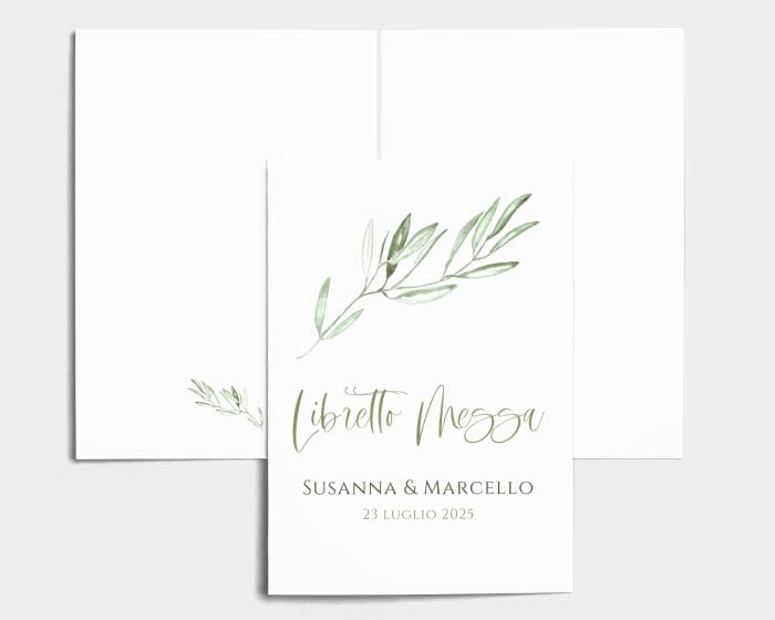 Libretto Cerimonia Nozze CON STAMPA AD ALTA QUALITÁ - Olive - Libretto messa completamente PERSONALIZZABILE (ANCHE I COLORI)
