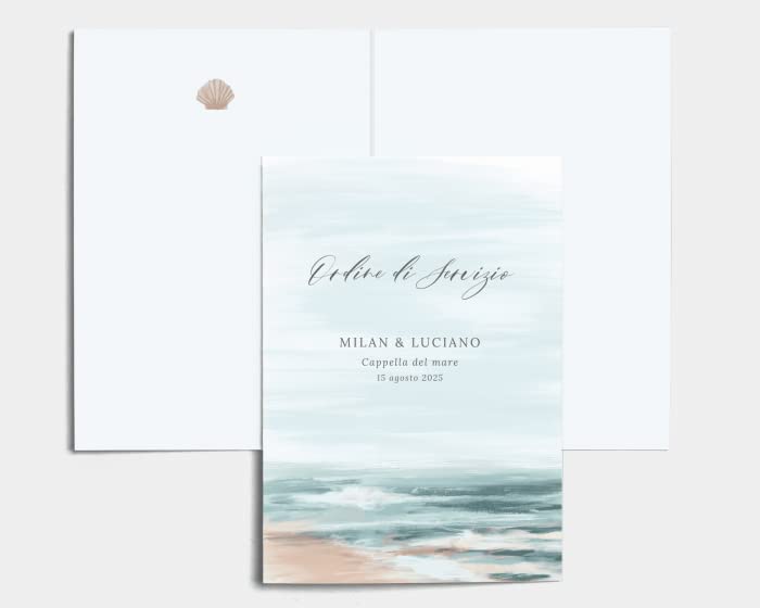 Libretto Cerimonia Nozze CON STAMPA AD ALTA QUALITÁ - Painted Beach - Libretto messa completamente PERSONALIZZABILE (ANCHE I COLORI)