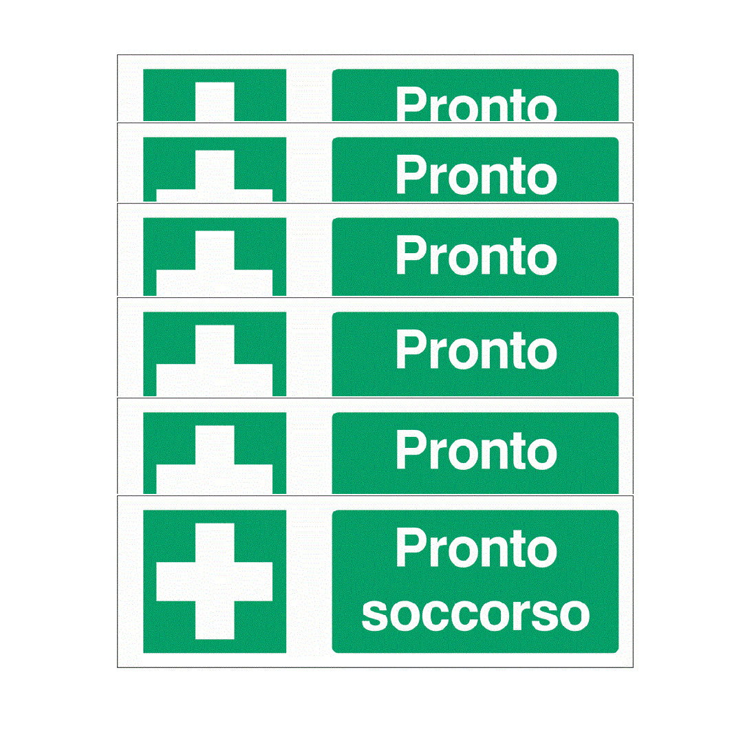 KIT DI 6 ADESIVI UNI - Pronto soccorso - Pittogramma ISO 7010 Con Stampa Diretta U.V. (IDEALE ANCHE PER ESTERNO)