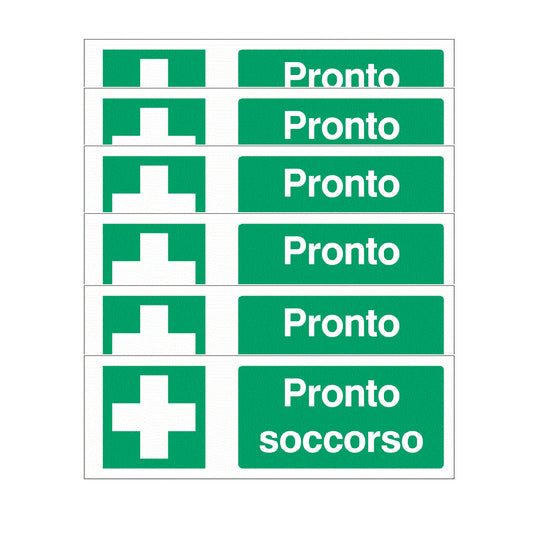 KIT DI 6 ADESIVI UNI - Pronto soccorso - Pittogramma ISO 7010 Con Stampa Diretta U.V. (IDEALE ANCHE PER ESTERNO)