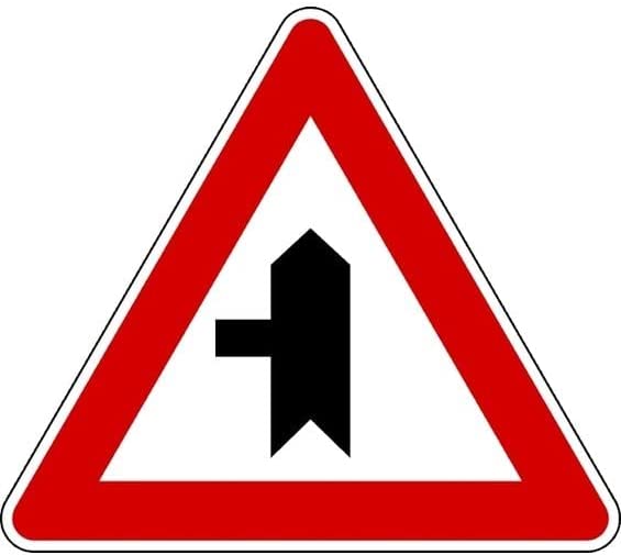 CARTELLO IN LAMIERA SCATOLATA TRIANGOLO lato 90cm - intersezione a T con diritto di precedenza - SEGNALE CATARIFRAGENTE CLASSE 1 O 2 (a nido d'ape)