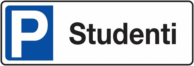 CARTELLO IN LAMIERA SCATOLATA RETTANGOLO 125X25 CM - parcheggio - Studenti - SEGNALE CATARIFRAGENTE CLASSE 1 O 2 (a nido d'ape)