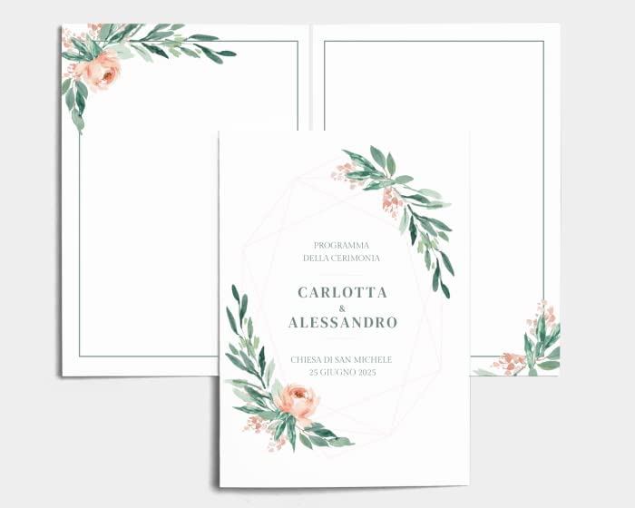 Libretto Cerimonia Nozze CON STAMPA AD ALTA QUALITÁ - Gilded Botanical - Libretto messa completamente PERSONALIZZABILE (ANCHE I COLORI)