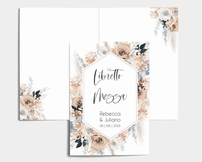 Libretto Cerimonia Nozze CON STAMPA AD ALTA QUALITÁ - Bloomy Boho - Libretto messa completamente PERSONALIZZABILE (ANCHE I COLORI)