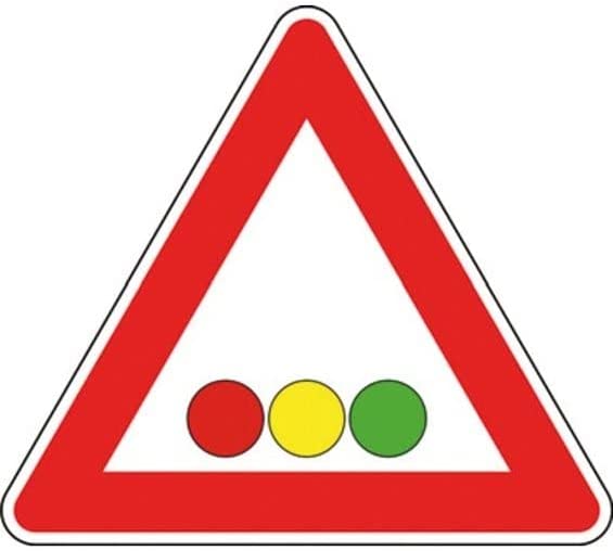 CARTELLO IN LAMIERA SCATOLATA TRIANGOLO lato 90cm - Semaforo orizzontale - SEGNALE CATARIFRAGENTE CLASSE 1 O 2 (a nido d'ape)