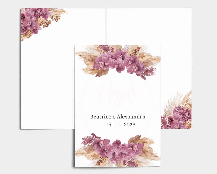 Libretto Cerimonia Nozze CON STAMPA AD ALTA QUALITÁ - Boho Pampas - Libretto messa completamente PERSONALIZZABILE (ANCHE I COLORI)