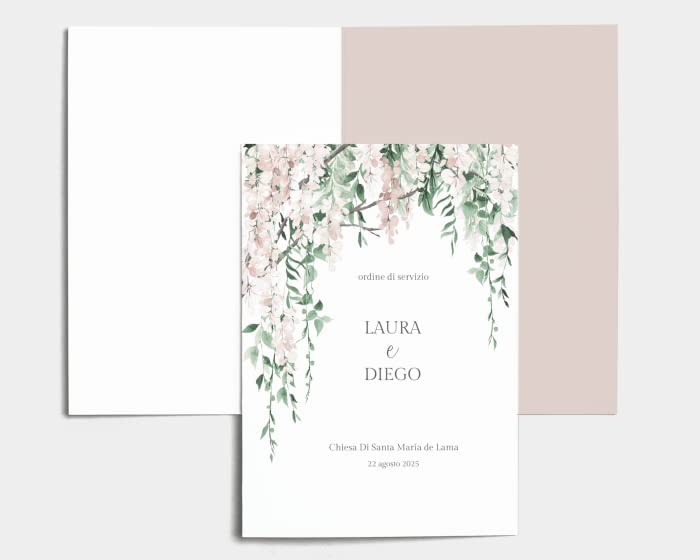 Libretto Cerimonia Nozze CON STAMPA AD ALTA QUALITÁ - Romantic Wisteria - Libretto messa completamente PERSONALIZZABILE (ANCHE I COLORI)