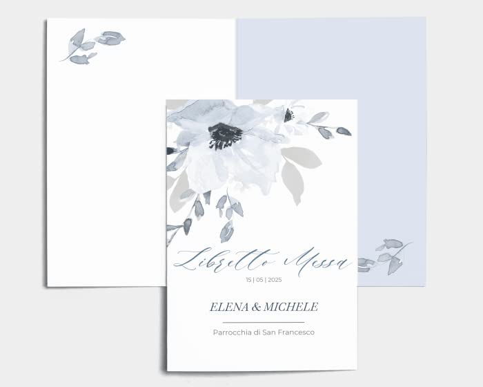 Libretto Cerimonia Nozze CON STAMPA AD ALTA QUALITÁ - Shades of Blue - Libretto messa completamente PERSONALIZZABILE (ANCHE I COLORI)