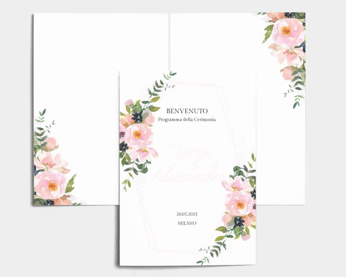 Libretto Cerimonia Nozze CON STAMPA AD ALTA QUALITÁ - Fiore - Libretto messa completamente PERSONALIZZABILE (ANCHE I COLORI)