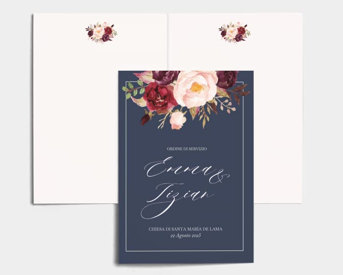 Libretto Cerimonia Nozze CON STAMPA AD ALTA QUALITÁ - Marsala - Libretto messa completamente PERSONALIZZABILE (ANCHE I COLORI)