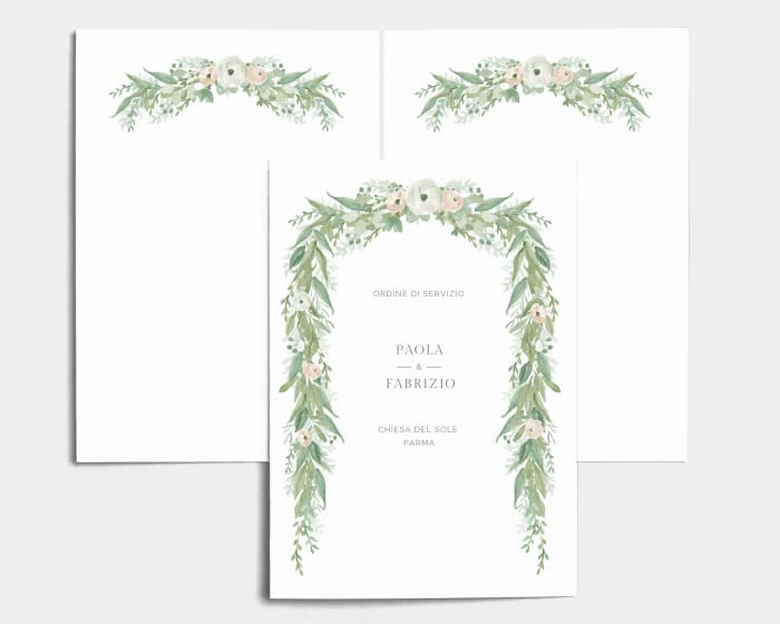 Libretto Cerimonia Nozze CON STAMPA AD ALTA QUALITÁ - Romantic Garland - Libretto messa completamente PERSONALIZZABILE (ANCHE I COLORI)