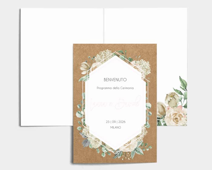 Libretto Cerimonia Nozze CON STAMPA AD ALTA QUALITÁ - Rose Bianco - Libretto messa completamente PERSONALIZZABILE (ANCHE I COLORI)