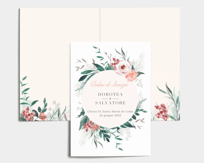 Libretto Cerimonia Nozze CON STAMPA AD ALTA QUALITÁ - Wild Wreath - Libretto messa completamente PERSONALIZZABILE (ANCHE I COLORI)