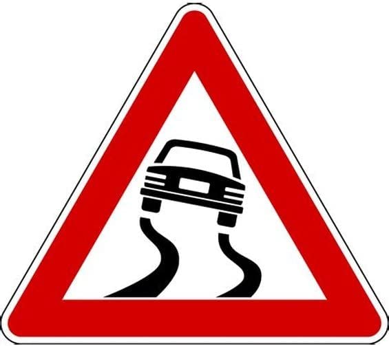 CARTELLO IN LAMIERA SCATOLATA TRIANGOLO lato 90cm - Strada sdrucciolevole - SEGNALE CATARIFRAGENTE CLASSE 1 O 2 (a nido d'ape)