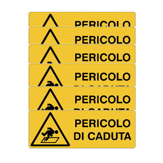 KIT DI 6 ADESIVI UNI -Pericolo di caduta- Pittogramma ISO 7010 Con Stampa Diretta U.V. (IDEALE ANCHE PER ESTERNO)