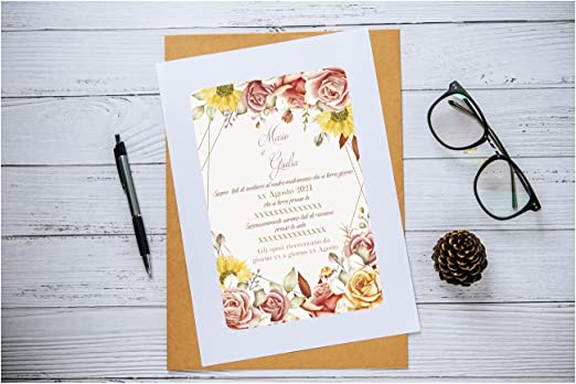 Partecipazioni di Matrimonio Personalizzate - FLOWERS - IN PLEXIGLASS CON STAMPA AD ALTA QUALITÁALIZZABILE