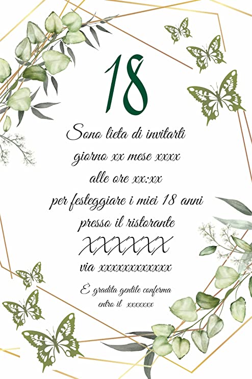 Partecipazioni 18 CON FARFALLE Personalizzate IN PLEXIGLASS CON STAMPA AD ALTA QUALITÁ - completamente PERSONALIZZABILE