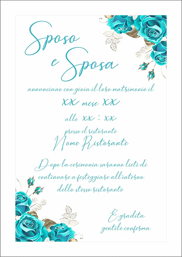 Partecipazioni di Matrimonio Personalizzate IN PLEXIGLASS CON STAMPA AD ALTA QUALITÁ - FIORI CELESTI - completamente PERSONALIZZABILE