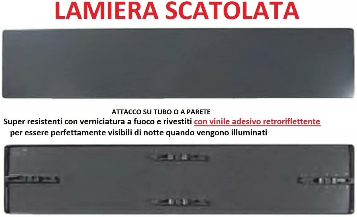 CARTELLO IN LAMIERA SCATOLATA RETTANGOLO 125X25 CM - Uscita (con freccia a destra) - SEGNALE CATARIFRAGENTE CLASSE 1 O 2 (a nido d'ape)