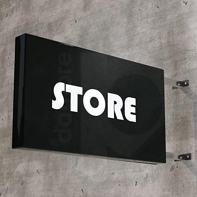 Insegna Da Esterno o Interno personalizzata luminosa quadrata BIFACCIALE ( a bandiera) in dibond con interno in plexiglass - Vari colori