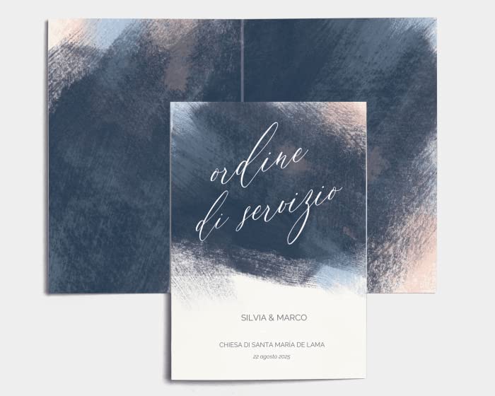 Libretto Cerimonia Nozze CON STAMPA AD ALTA QUALITÁ - Modern Brushstroke - Libretto messa completamente PERSONALIZZABILE (ANCHE I COLORI)