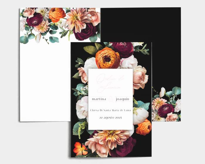 Libretto Cerimonia Nozze CON STAMPA AD ALTA QUALITÁ - Florals - Libretto messa completamente PERSONALIZZABILE (ANCHE I COLORI)